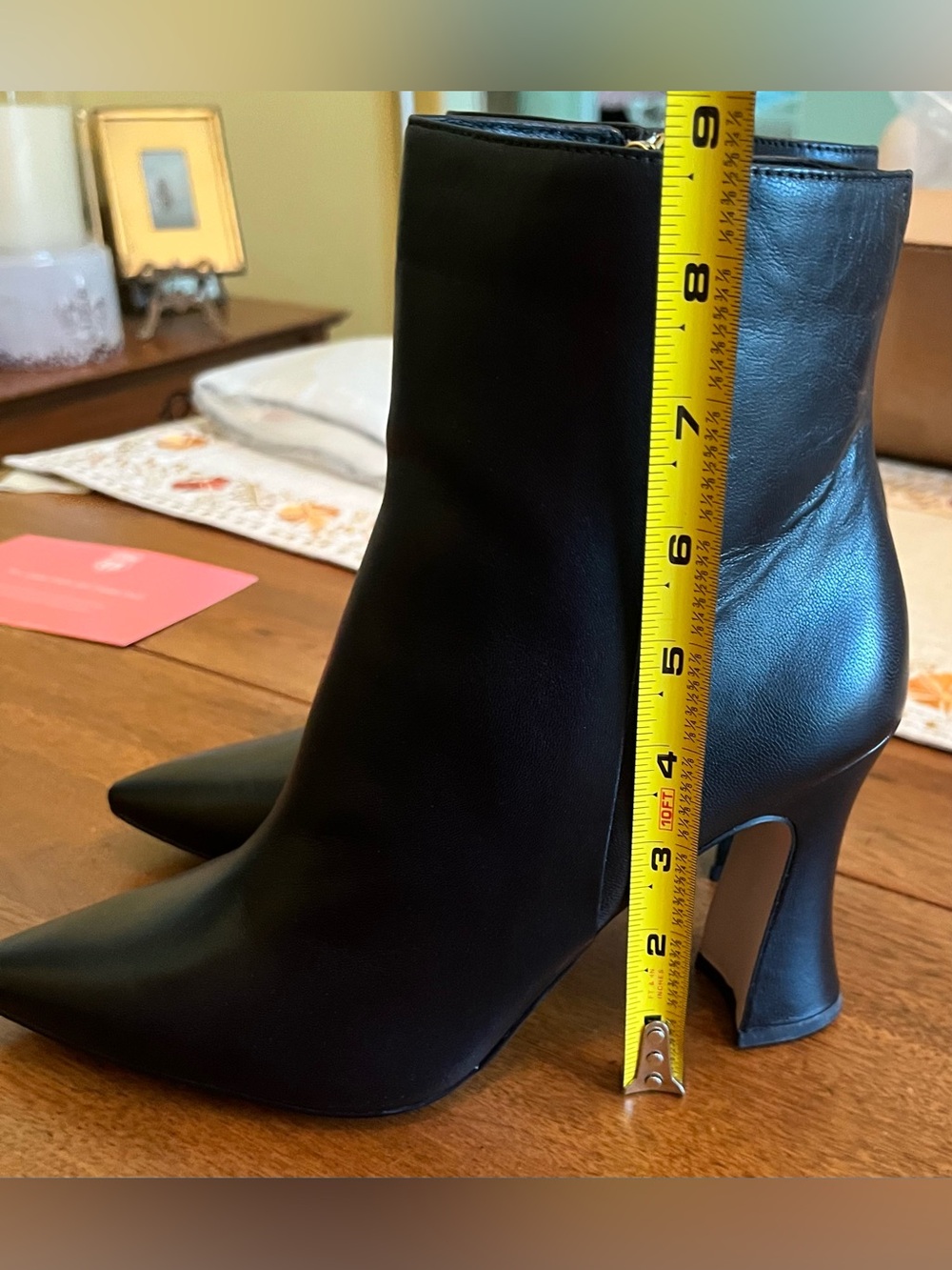 Coach Black Pointed-Toe Leather Heeled Ankle Boots - Picture 12 of 13